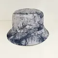 Dettaglio della stampa floreale blu vintage sul tessuto in cotone del cappello - Stampa Vintage Blu Bianco (15#)