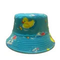 Sky blue reversible bucket hat with bright cartoon duck and sailboat nautical print - Sky Blue Cartoon Duck (32#)