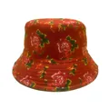 Double-sided bucket hat with red rose pattern and wide brim in high quality twill cotton - Red Vintage Rose Print (34#)