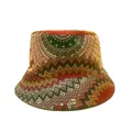 Double-sided bucket hat featuring vibrant multi-color ethnic geometric print patterns - Patchwork Ethnic Geometric B (38#)