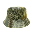 Reversible bucket hat featuring intricate ethnic geometric prints in brown and grey tones - Dark Coffee Ethnic Geometric C (39#)