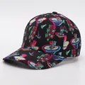 Detail of baseball cap showing vibrant mushroom digital print and cotton canvas texture - Adjustable / Galaxy Mushroom Print (8#)