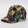 Side view of baseball cap featuring tropical floral print and white skull patterns - Adjustable / Tropical Floral Skull (10#)