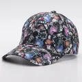 Detailed top view of a tie-dye baseball cap with blue and purple unicorn digital print - Adjustable / Tie Dye Unicorn (11#)