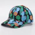 Black baseball cap with vibrant desert cactus and floral print for casual outdoors - Adjustable / Cactus 1 (Black Base)