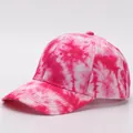 Λεπτομέρεια ροζ καπέλο μπέιζμπολ tie-dye με ψηφιακή εκτύπωση και κυρτό γείσο - Ροζ Λευκό Tie-Dye (19#)