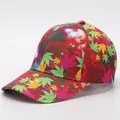 Detail of baseball cap featuring colorful maple leaf digital print and starry sky pattern - Adjustable / Nebula Red Maple Leaf (18#)
