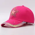Rosarote Baseballkappe mit funkelndem Strassstern und kristallverziertem Schirm - Verstellbar / Gradient Rosarot
