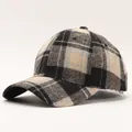 Berretto da baseball classico con motivo pied-de-poule nero e beige, corona strutturata - Regolabile / Plaid Nero Grigio (2#)