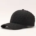 Elegant black seersucker baseball cap with textured bubble fabric for women - Adjustable / Waterdrop-Black