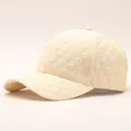 Close-up of beige seersucker baseball cap showing detailed 3D embossed bubble texture - Adjustable / Water Drop-Beige