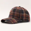 Berretto da baseball classico in misto lana con motivo pied-de-poule per autunno e inverno - Regolabile / Plaid Blu Marrone Beige Rosso (7#)