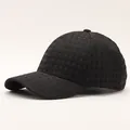 Classic black plaid baseball hat featuring a textured 3D grid design for winter warmth - Small Grid / Black