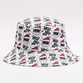 Dettaglio cappello alla pescatora natalizio con stampa Babbo Natale e testo HO! HO! HO! - M (56-58cm) / Bianco HO HO HO