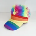 Visiera arcobaleno con capelli sintetici colorati per feste e festival - Regolabile / Arcobaleno - Capelli Colorati