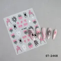 Primer plano de pegatinas de Halloween para uñas con telarañas y lazos rosas - Estilo de Telaraña Y Lazo de Brillantina (ST-2468)