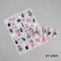 Detalle de pegatinas de Halloween para uñas con purpurina rosa y diseños de fantasmas y calaveras - Estilo de Calavera Sombrero de Mago Brillantina Rosa (ST-2469)