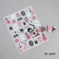 Halloween Nagelsticker ST-2471 mit rosa Glitzerspinnen und Kürbis-Designs - Boo Charakter Und Rosa Flüssigkeitsstil (ST-2471)