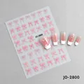 Pink ribbon bow nail art stickers featuring variety of sweet 3D decal designs - Pink Bow-knot Style (JO-2800)