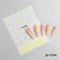 Yellow bow and white heart nail stickers JO-2796 for sweet nail art designs - Bright Yellow Bow-knot Style (JO-2796)