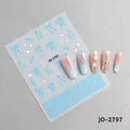 Blue and white bow ribbon nail stickers JO-2797 with stars for elegant manicure designs - Sky Blue Bow-knot Style (JO-2797)