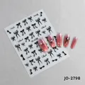 Adesivi per unghie con fiocchi neri e testo su unghie finte viola cat eye - Stile Fiocco Nero (JO-2798)