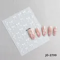 Adesivi per nail art con fiocchi a farfalla bianchi e scritte eleganti a mano - Stile Fiocco Bianco Minimalista (JO-2799)