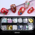 12-Gitter holografisches Weihnachts-Schneeflocken-Glitzer-Set mit Gold und Silber - Gold Silber Gemischter Klassischer Stil (12格雪花亮片XHH01)