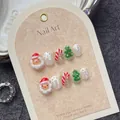 Handgefertigtes Weihnachts-Nagelset mit Weihnachtsmann und 3D-Zuckerstangen-Design - Extra Klein (XS) / Weihnachtsmann-Stil (1161) / 10 Stück