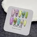 Handmade 3D cartoon colorful heart press-on nails in pastel macaron colors 10pcs set - XS / Multicolor Combo