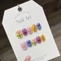 Handgefertigte 3D-Blumen-Drucknägel mit bunten Tulpen- und Kirschrelief-Designs - XS / Handgekneteter Tulpenstil