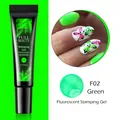 Detalle de gel de estampado verde fluorescente F02 para transferencia de uñas UV y LED - F02 / Verde Fluorescente