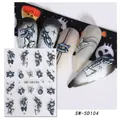 5D embossed Halloween nail stickers featuring blue butterflies and silver chain designs - Butterfly Axe Thorn (SW-5D104)