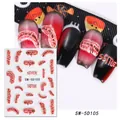 5D embossed nail stickers showing red wound patterns and words on black ombre nails - Wound Suture Line (SW-5D105)