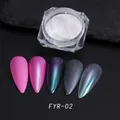 Meerjungfrau Perlen Chrom Nagelpuder FYR-02 mit Mehrfarben Spiegeleffekt auf Nagelspitzen - Rot Polarisiertes Aurora (FRY-02)