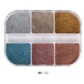 6-color set of metallic chrome nail powders with champagne gold and silver mirror finish - Multi-Color Metallic Mirror Powder Set (MK-TJ)
