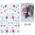 Detail of Christmas nail stickers CK-016 with Santa and snowflakes on purple manicure - Santa and Candy Cane Pattern (CKK-016)