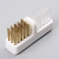 Dual-head nail drill bit cleaner brush with brass and nylon bristles in white - Small Dual Head Cleaning Brush