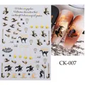 Détail de stickers à ongles Halloween avec motifs araignée dorée, sorcière et fantôme - Style Sorcière Balai Doré (CKK-007)