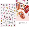 Dettaglio di adesivi per nail art natalizi SW-CS047 con motivi Babbo Natale e renne - Stile Fiocco di Neve Renna Babbo Natale Cartone Animato (SW-CS047)
