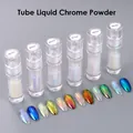 Set of 6 liquid moon chrome nail powders with metallic and aurora effect nail art display - Iridescent Series Style (MH01-06)