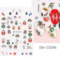 Dettagli degli adesivi per unghie natalizi con Babbo Natale e renne sui chiodi - Stile Saluti Pupazzo di Neve Renna Babbo Natale (SW-CS046)