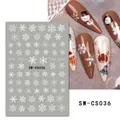 Dettaglio degli adesivi per unghie natalizi con fiocchi di neve, renne e Babbo Natale - Stile Renna Pupazzo di Neve Fiocco di Neve Cartone Animato Bianco (SW-CS036)