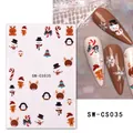 Adesivi per unghie natalizi con Babbo Natale e fiocchi di neve, modello SW-CS035 - Stile Omino di Pan di Zenzero Pupazzo di Neve Babbo Natale Carino (SW-CS035)