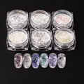 Details von 6 Farben Aurora Chrom Nagelpuder Set mit schimmernden irisierenden Effekten - Irisierendes Glitzerpuder-Set (F6-8)