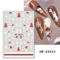 Adesivi per nail art natalizia con Babbo Natale, renne e fiocchi per manicure festiva - Stile Fiocco di Neve Pinguino Babbo Natale Rosso Blu Bianco (SW-CS023)
