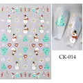 Christmas nail art sticker CK-014 featuring golden reindeer, snowmen and festive trees - Christmas Tree Snowman Style (CKK-014)