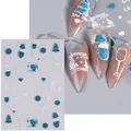 Christmas 2024 glitter nail stickers with blue snowflakes and New Year patterns SW-CS125 - 2024 Blue Glitter New Year Style (SW-CS125)