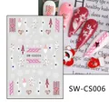Dettaglio degli adesivi unghie natalizi SW-CS006 con Babbo Natale e fiocchi di neve - Stile Fiocco di Neve Renna Babbo Natale Base Grigio Chiaro (SW-CS006)