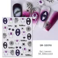 5D embossed Halloween nail stickers featuring spiders and purple eyeballs on nails - Purple Eyeball Spider (SW-5D98)